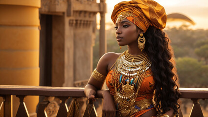 A young woman wearing a gold