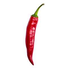 Red hot chili pepper isolated on transparent background PNG cut out clipart.