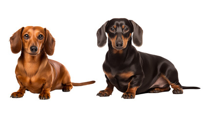 dachshund sitting isolated on transparent background, looking at camera

