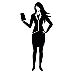 Fototapeta premium A business woman standing pose vector silhouette black color illustration