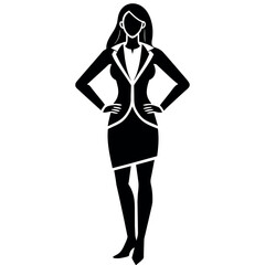 Fototapeta premium A business woman standing pose vector silhouette black color illustration