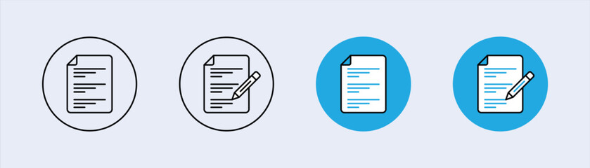 set of document icon set. document page with pencil, write icon. vector illustration