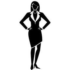 Fototapeta premium A business woman standing pose vector silhouette black color illustration