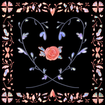 002 heart rose pattern