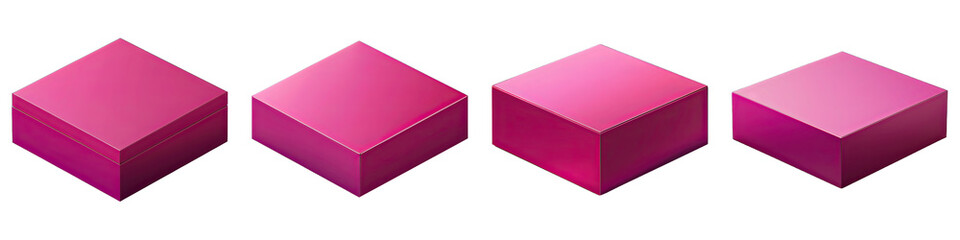 Set of Magenta Square Podium isolated on transparent png background collection set . Generative ai