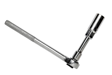 Multi purpose combination iron socket wrench, with accessories,  isolated on white background