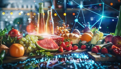 An AI creation highlighting the beauty of various food products