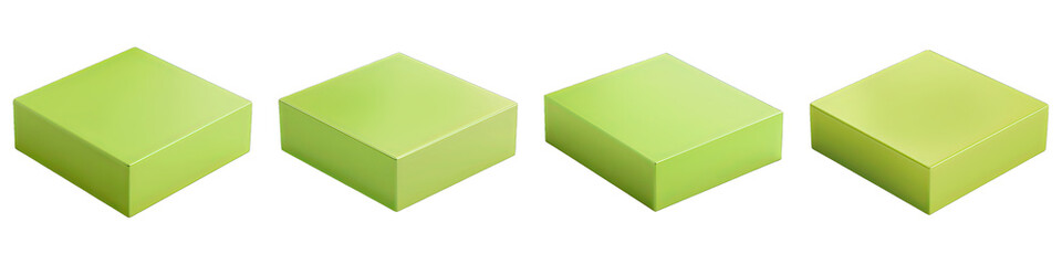 Fototapeta premium Set of Lime Square Podium isolated on transparent png background collection set . Generative ai