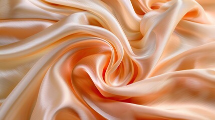Fototapeta premium Peach & Beige Silk Elegant soft peach and beige silk fabric folds, creating a flowing and luxurious texture, suitable for backgrounds, design, and fashion projects