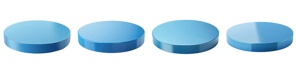 Set of Ocean Blue Podium isolated on transparent png background collection set . Generative ai