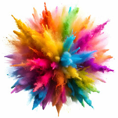 colored powder explosion on white background