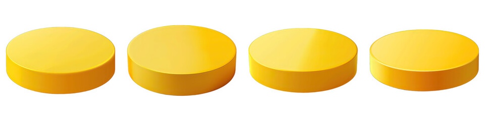 Set of Yellow Podium isolated on transparent png background collection set . Generative ai