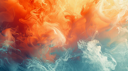 Obraz premium Dynamic abstract image with a blend of fiery orange and cool blue-white smoke