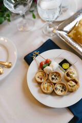 small plate of hors d'oeuvres at wedding reception party