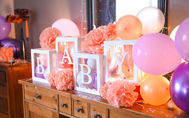 Baby showers decorations with the letters BABY