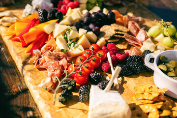Close-up of a charcuterie board at a gathering