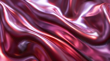 Obraz premium Maroon 3d render of dark and maroon silk displaying white iridescent holographic foil in style of maroon abstract background