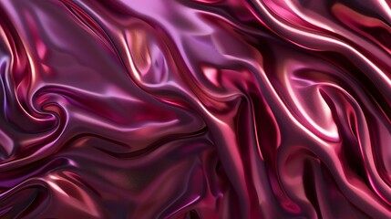 Obraz premium Maroon 3d render of dark and maroon silk displaying white iridescent holographic foil in style of maroon abstract background