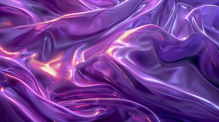 Fototapeta premium Purple 3d render of dark and purple silk displaying white iridescent holographic foil in style of purple abstract background