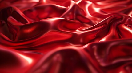 Obraz premium Red 3d render of dark and red silk displaying white iridescent holographic foil in style of red abstract background