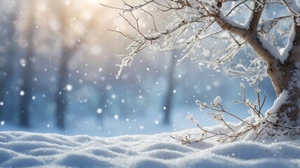 Beautiful winter background with falling snow