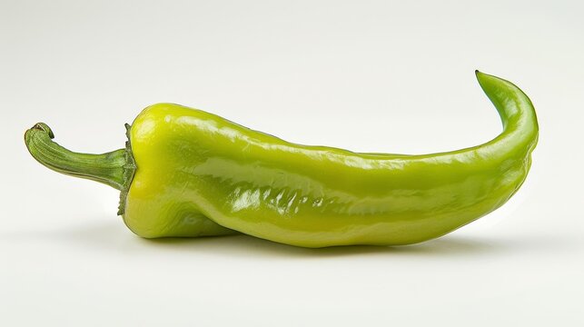 A green pepper is shown on a white background