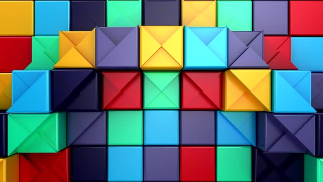 Cubes Form a Wave. Abstract motion, 3d rendering, 4k resolution
