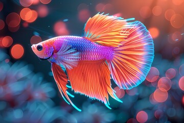 Betta fish with neon effect