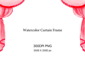 Watercolor Curtain Frame ー 手描き水彩画アンティーク調カーテンのフレーム