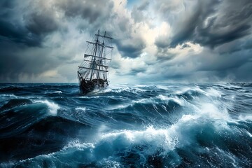 Ship navigating stormy seas symbolizing managing financial risks