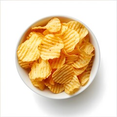 potato chips in a bowl  isolated on a white background