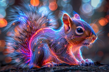 squirrel with neon effect