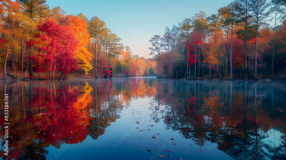 Canvas Prints serene lake view autumn image