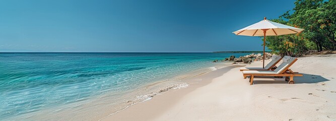 Leisure chair on the beach, tourism concept.