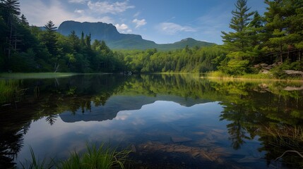 Obraz premium mirror-like lake surrounded img
