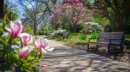park blooming magnolias 
