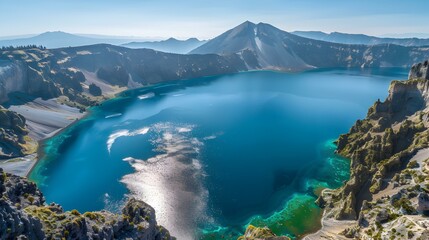 Naklejka premium crater lake a volcanic pic