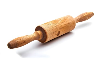 wooden rolling pin on a white background