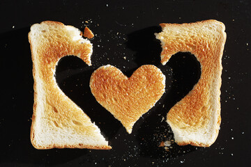 Toast with a heart-shaped cutout