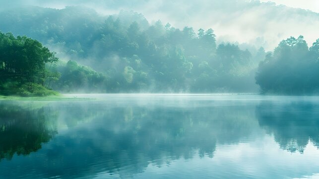 morning fog a lake pic