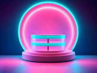 Colourful  ball and Advertising Stage with Colourful  background Generative Ai 