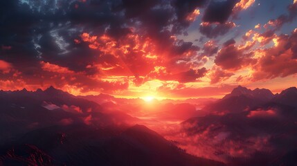 sunset mountains and sky image