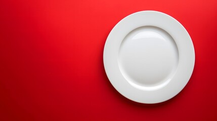 white plate on red background