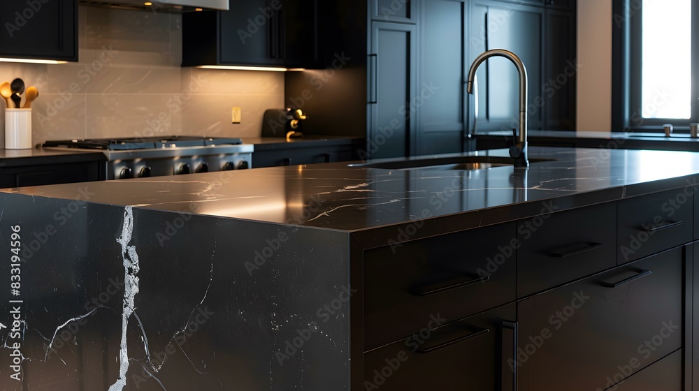 Wall mural kitchen sleek dark img