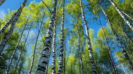 Fototapeta premium birch grove a blue image