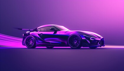 Futuristic Purple Sports Car with Sleek Design