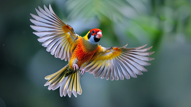Gouldian finch flying
