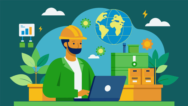 An energy efficiency engineer designing ecofriendly packaging solutions for global distribution companies.. Vector illustration