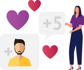 The girl is counting the likes and followers.