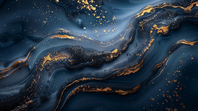 luxury dark blue and gold liquid colors background